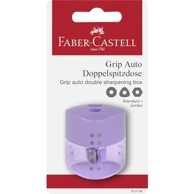 Afbeelding van Faber Castell puntenslijper Grip met opvangbakje roze op blisterkaart FC 183186