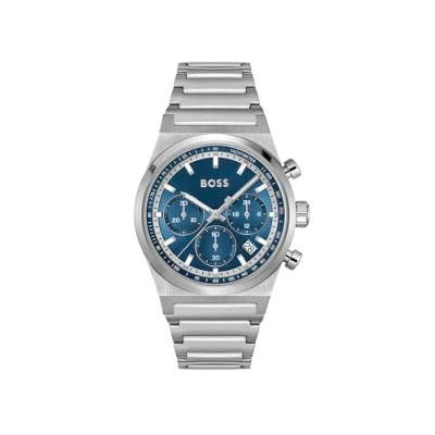 Afbeelding van BOSS CANDOR CHRONO Collection chronograaf kwartshorloge voor heren, met bruine leren band 1514219, Donkerblauw