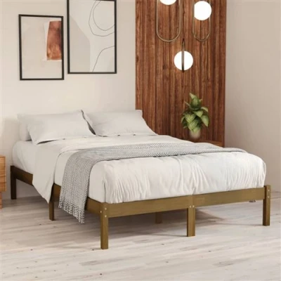 Afbeelding van Bedframe massief grenenhout honingbruin 200x200 cm