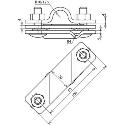 Afbeelding van DEHN 620915 AS S TE 20 7.10 FL40 V4A Aansluitklem 7.3 kA