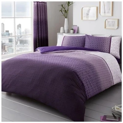 Image de GC GAVENO Cavailia Parure de lit avec Housse Couette et taie d&#039;oreiller Motifs rectangulaires, Violet, King