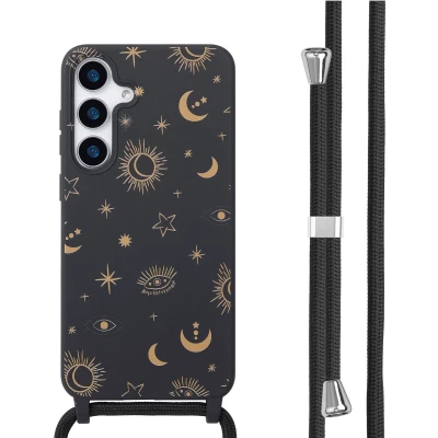 Afbeelding van imoshion hoesje Geschikt voor Samsung Galaxy S25 Plus met koord Siliconen design Meerkleurig / Sky Black