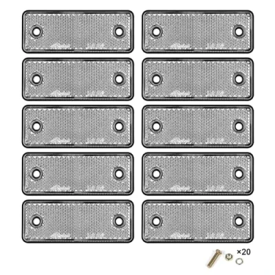 Afbeelding van Yinaolan Rechthoekige reflectoren om vast te schroeven, wit, E11 goedkeuring, voor aanhanger, caravan, vrachtwagen, tractor, boot, motorfiets, poortpalen, 10 stuks
