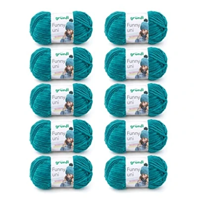 Afbeelding van Gründl Funny Uni brei en haakgaren (fluweelachtig chenillegaren 100% polyester, 100 g/120 m, naalddikte 5 6, 10 x g) petrol blauw, 47,50 40,00 cm