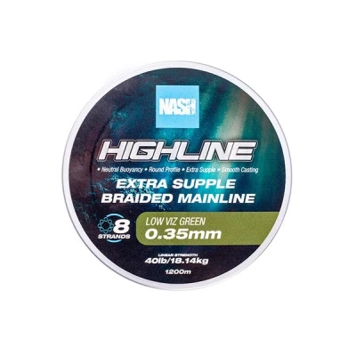 Afbeelding van Nash TT Highline Floating Braid Green Gevlochten lijn 40lb/0.35mm (600m)