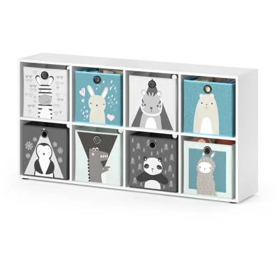Afbeelding van Vicco kinderboekenkast &quot;Scutum&quot;, wit, 143 x 72,6 cm met 8 vouwdozen