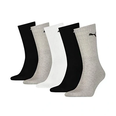 Image de PUMA Lot de 5 paires chaussettes unisexes, Blanc/gris/noir., 39 42 EU