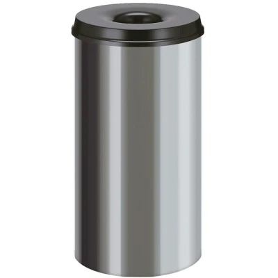 Afbeelding van Papierbak vlamdovend 50ltr rvs zwart