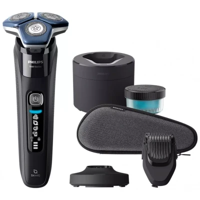 Afbeelding van Philips S7886/58 Series 7000 Elektrisch Scheerapparaat Met Harde Pouch, Oplaadstandaard, Snelle Reinigingspod, Baardstyler En Inktzwart Design