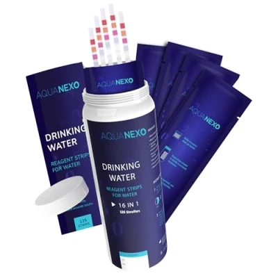 Afbeelding van AQUANEXO 125 stuks 16 in 1 drinkwaterteststrips voor het meten van waterhardheid, pH waarde,