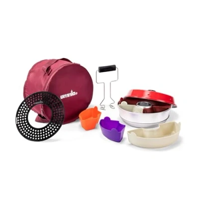 Afbeelding van Omnia set 2 Kookplaatoven, siliconen vormen, van 6, bakplaat, hefgreep, opbergtas, rood