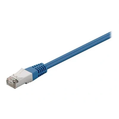 Image de goobay Cordon de raccordement RJ 45 (M) pour 1 m paire torsadée écrantée (F/UTP) CAT 5e moulé, rond, bloqué bleu