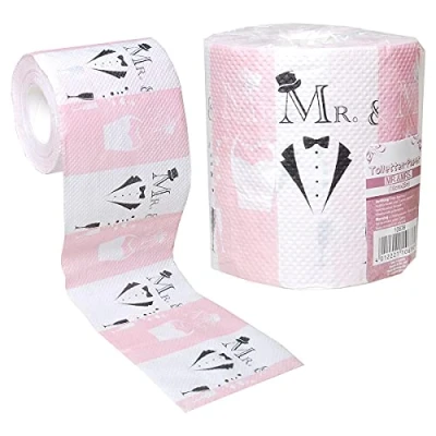 Afbeelding van Grappig toiletpapier &quot;Mr &amp; Mrs Just Married&quot; cadeau Huwelijkscadeau Om te lachen op een rustige plaats
