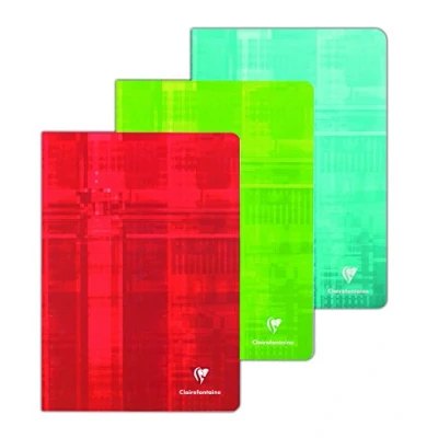 Afbeelding van Clairefontaine 631662AMZC schriften, A4, 21 x 29,7 cm, 96 pagina&#039;s, kleine ruitjes, wit papier, 90 g, envelop met gelamineerde kaart, willekeurige kleur, 3 stuks