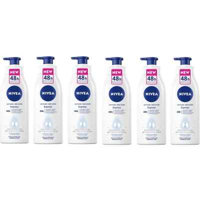 Afbeelding van Nivea Bodylotion Express met Pomp Voordeelverpakking 6 x 400 ml