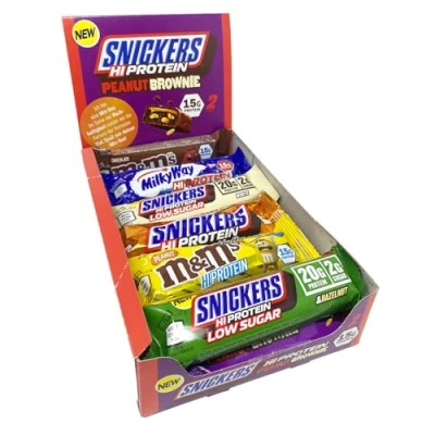 Image de GAMER SUPPS Best Of Mix Lot de12 barres protéinées Snickers, Mars, M&amp;M&#039;s, Bounty, boîte mélangée + glucose