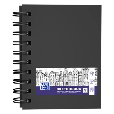 Image de Oxford bloc de croquis à spirale couverture rigide A6 100 g/m² (80 feuilles) noir