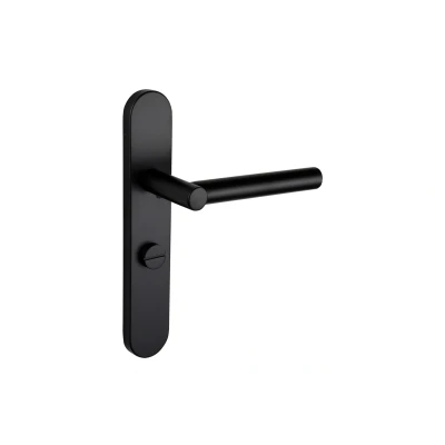 Afbeelding van Lavuzo deurkruk Grosetto Zwart met afgerond schild WC63/8 badkamersluiting Per set Deurklink
