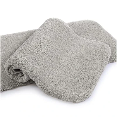 Afbeelding van Badmat, antislip, 2 stuks, dikke badkamermat, absorberend, vloermat, ultrazacht, van microvezel 50 x 80 cm (lichtgrijs)