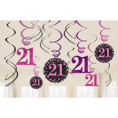 Afbeelding van Decoratie swirl 21 Sparkling zwart roze