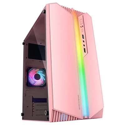 Afbeelding van Mars gaming MC S1, ultra compacte micro ATX pc behuizing, ARGB voorverlichting 12 modi, FRGB ventilator, geïntegreerde behuizing met zijvenster, ondersteunt vloeibare koelers tot 120 mm, roze