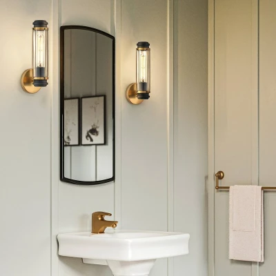 Afbeelding van Hinkley LED Wandlamp Masthead 1X E27 Max 40W IP44 Dimbaar Heritage Brass &amp; Black
