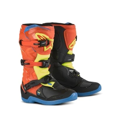 Afbeelding van Alpinestars Tech 3S Jeugd Crosslaarzen Fluor Oranje / Blauw Geel maat 8 = 42