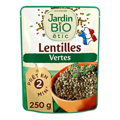 Afbeelding van Jardin BiO étic Groene linzen biologisch zout AB gecertificeerd zak van 250 g