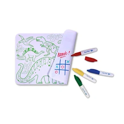 Afbeelding van SUPER PETIT Educatief spel Dino kleuren Omkeerbaar Wordt geleverd met 4 uitwisbare viltstiften in verschillende Gemakkelijk te reinigen Herbruikbaar Antibacterieel Vanaf 3 jaar