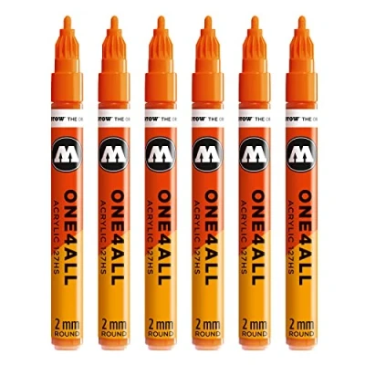 Afbeelding van Molotow One4All 127HS acryl marker (2 mm punt, zeer dekkend en permanent, UV bestendig, voor bijna alle ondergronden) 085 DARE oranje
