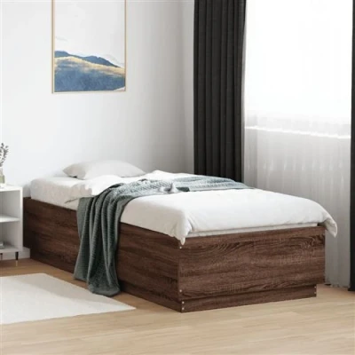 Afbeelding van vidaXL Bedframe met LED verlichting bruin eikenkleur 100x200 cm