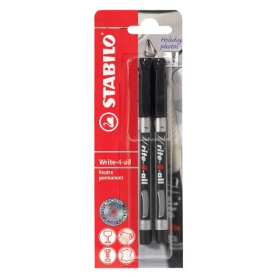 Afbeelding van STABILO Write 4 all Markers, 2 stuks, zwart (perentinkt/1 mm middenpunt)