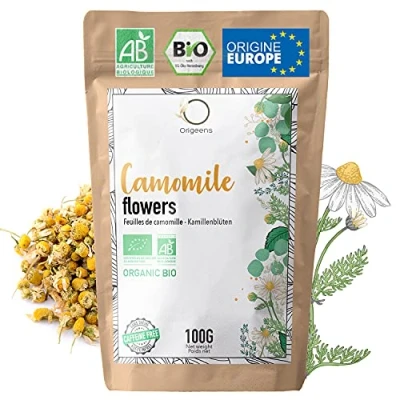 Image de ORIGEENS Infusion Camomille Bio Origine Europe, 100g vrac, Tisane Sommeil et Digestion Fleurs de Allemande Sauvage