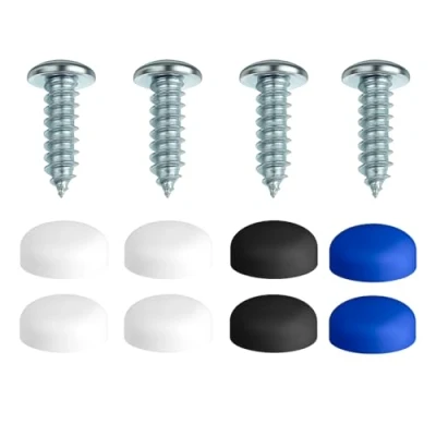 Afbeelding van Set van 4 kentekenplaatschroeven met boorpunt voor bevestiging kentekenplaten schroeven 4,8 x 19 mm 10 bevestigingsdoppen kentekenplaat