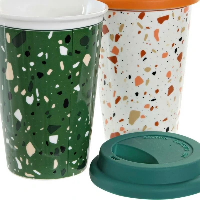 Afbeelding van Mok DKD Home Decor Terrazo Siliconen Porselein (400 ml) (4 pcs)
