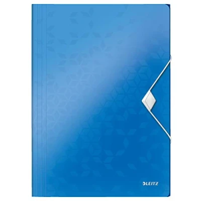 Afbeelding van Leitz WOW elastomap met 3 kleppen, uit PP, ft A4, blauw