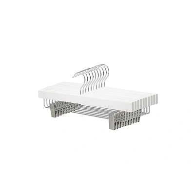 Afbeelding van Amazon Basics 10 stuks houten kleerhangers met klemmen wit