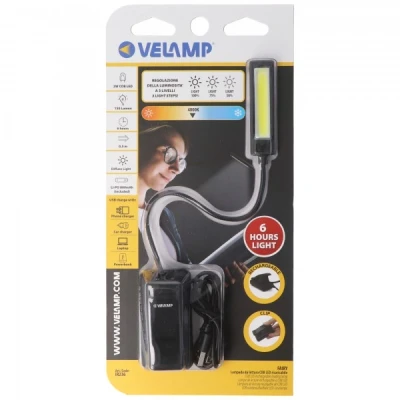 Afbeelding van LED leeslamp, oplaadbaar, 2W, 3 lichtstanden, met clip, inclusief USB oplaadkabel