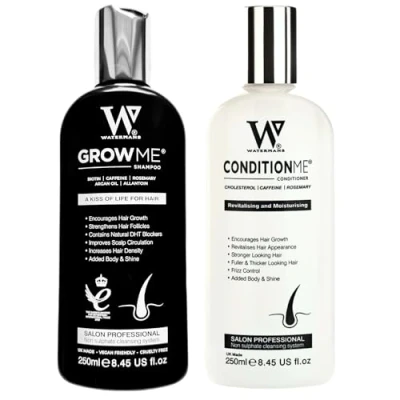 Afbeelding van Watermans haargroei shampoo Gezonder schonere hoofdhuid, Snelle UK gemaakt haargroeisysteem, haarshampoo vitamine vrouwen en mannen