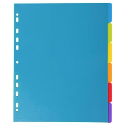 Afbeelding van Exacompta Ref. 3806E register van stijf polypropyleen, semi ondoorzichtig, met 6 neutrale tabbladen Campus, indexpagina bedrukbaar, A4 Maxi, doorschijnende kleuren
