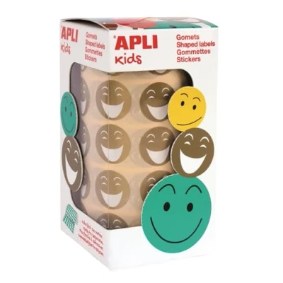Afbeelding van Apli kids 14374 Doos met 900 gouden metallic smile stickers Diameter: 20 mm Verwijderbare lijm 935959