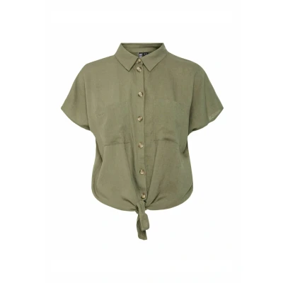 Afbeelding van Pieces Kurzarm Pcpia Overhemdblouse, Dames, Maat: XS, Deep lichen green