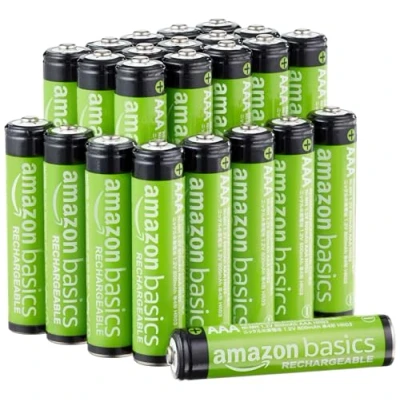 Image de Amazon Basics Lot de 24 piles AAA rechargeables 800 mAh
