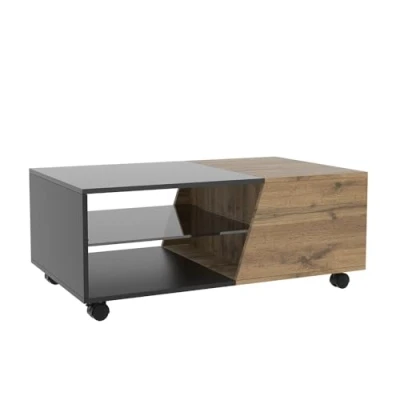 Afbeelding van Vicco Yukon Salontafel, hout/zwart, 100 x 40 cm