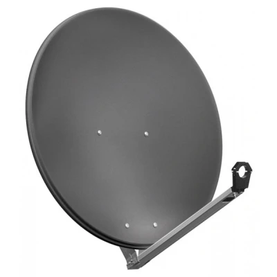 Afbeelding van Goobay 80 cm aluminium satellietschotel voor één of meerdere deelnemers met een bijzonder stabiele voerarm die elke storm trotseert
