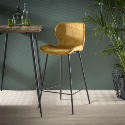 Afbeelding van Hoyz Barstoel Velvet Set van 4 Goud Stuks Geel