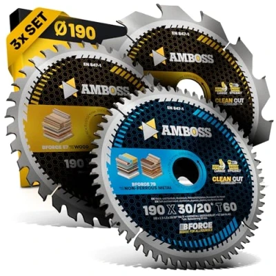 Afbeelding van AMBOSS WERKZEUGE® Set handcirkelzaagbladen, diameter 190 x 30 mm, geschikt voor Metabo KS 18, Makita DHS783, Einhell TP CS DeWalt DCS57