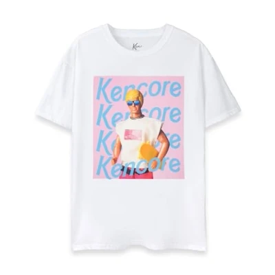 Afbeelding van Barbie Ken T shirt voor heren Kencore grafisch met korte mouwen in wit Surfer Skater Beach Club Doll Toy Movie Apparel Top Nieuw en ronde hals, Wit.