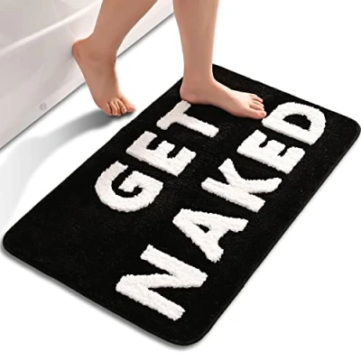 Afbeelding van QJHOMO Schattige zwart witte badmat antislip wasbare grappige zachte microvezel absorberende douchemat badkamermat 50 x 80 cm