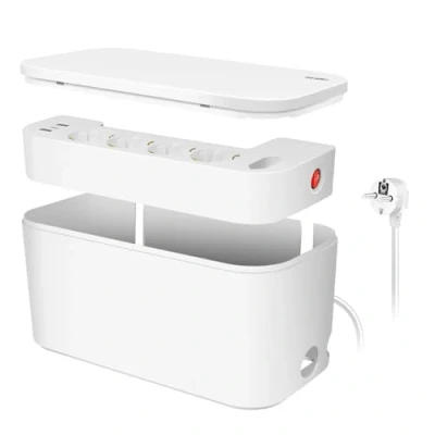 Afbeelding van LogiLink LPS281U Kabelbox met 5 voudige stekkerdoos en 3 USB poorten, kleur: wit